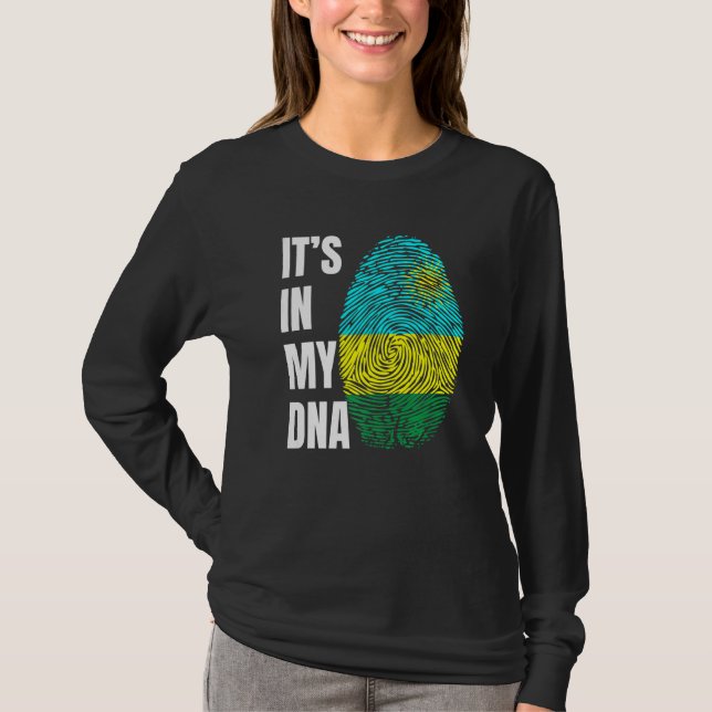 T-shirt Fingerprint DNA Biometry Flag Rwanda (Devant)