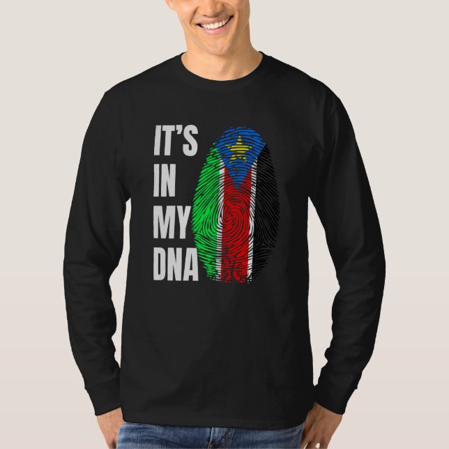 T-shirt Fingerprint DNA Biometry Flag South Sudan   (Devant)