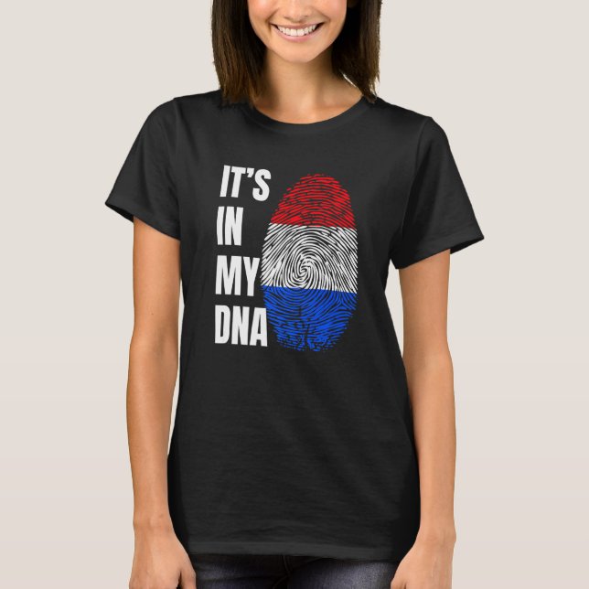 T-shirt Fingerprint DNA Biometry Holland Flag Netherlands  (Devant)