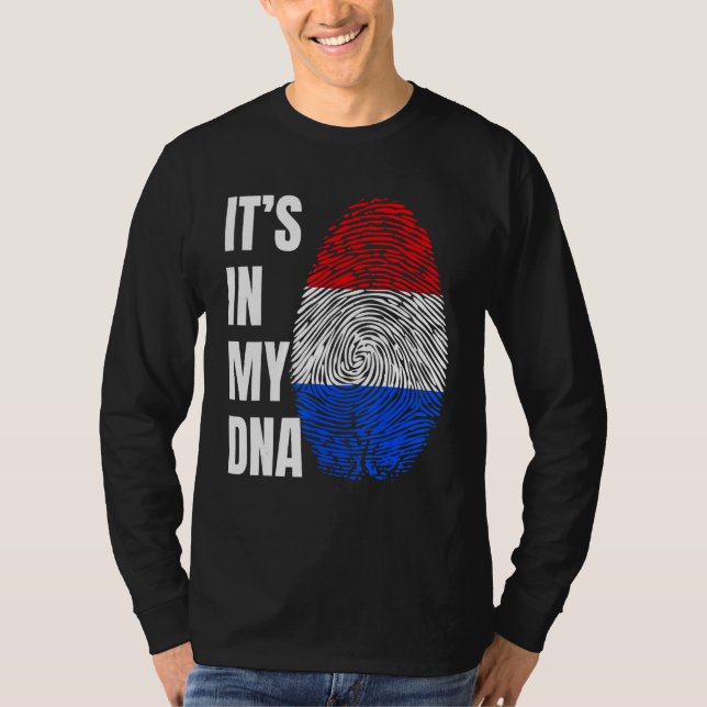 T-shirt Fingerprint DNA Biometry Holland Flag Netherlands (Devant)