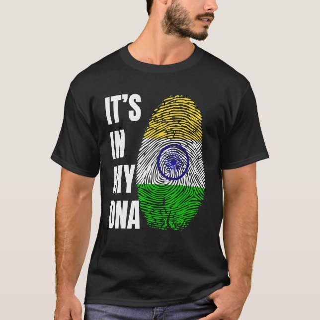 T-shirt Fingerprint DNA Biometry Indian Flag India (Devant)