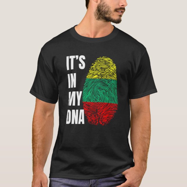 T-shirt Fingerprint DNA Biometry Lithuanian Flag Lithuania (Devant)
