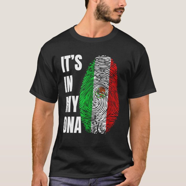 T-shirt Fingerprint DNA Biometry Mexican Flag Mexico (Devant)