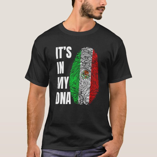T-shirt Fingerprint DNA Biometry Mexican Flag Mexico   (Devant)