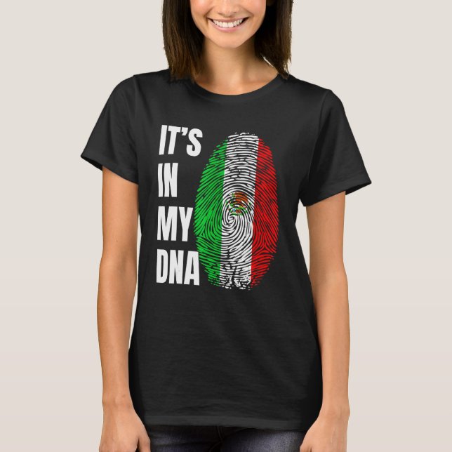 T-shirt Fingerprint DNA Biometry Mexican Flag Mexico (Devant)