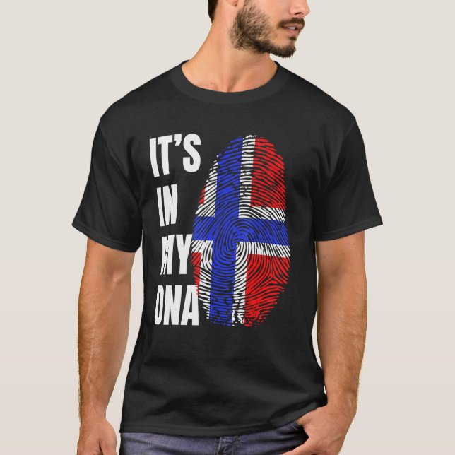 T-shirt Fingerprint DNA Biometry Norwegian Flag (Devant)