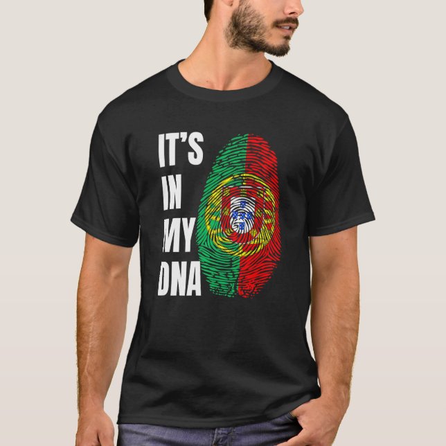 T-shirt Fingerprint DNA Biometry Portuguese Flag Portugal  (Devant)