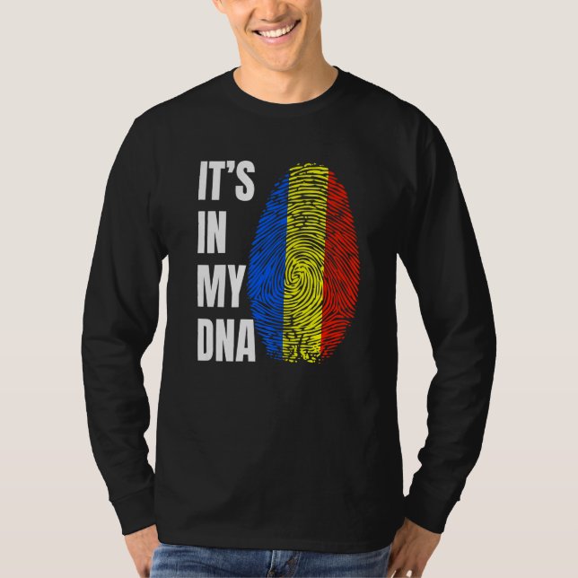 T-shirt Fingerprint DNA Biometry Romanian Flag Romania   (Devant)