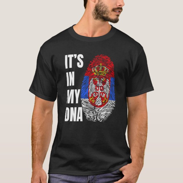 T-shirt Fingerprint DNA Biometry Serbian Flag   (Devant)