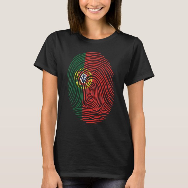 T-shirt Fingerprint Proud Portuguese Roots Portugal Flag (Devant)
