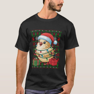 T-shirt Finition Oiseaux Noël Lumières Laid Santa Hat Finc