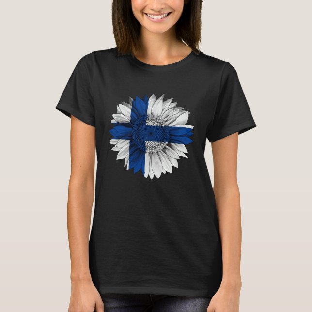 T-shirt Finland Flag Sunflower Finn Roots Proud Patriotic (Devant)