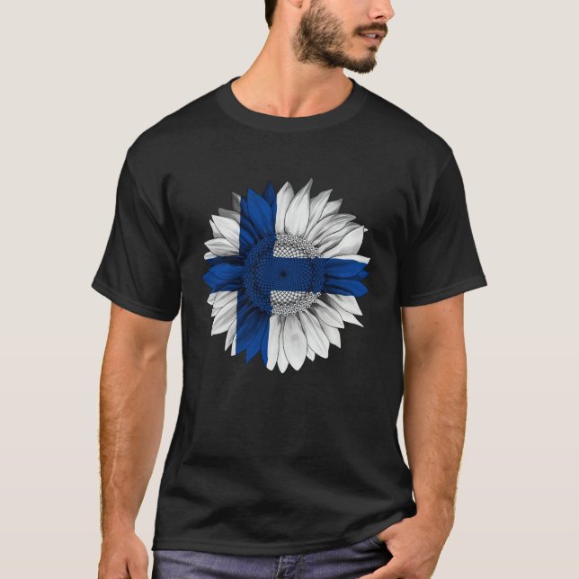 T-shirt Finland Flag Sunflower Finn Roots Proud Patriotic (Devant)