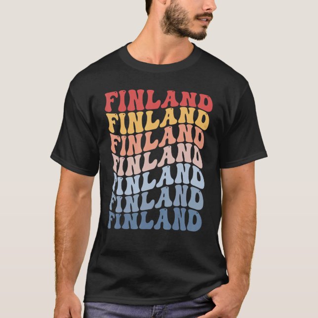 T-shirt Finland Groovy Retro Finn (Devant)