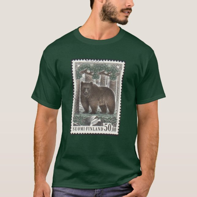 T-shirt finlandais de Forest Green de timbre (Devant)