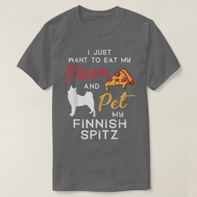 T-shirt Finlandais Spitz Chien Pizza amant propriétaire No (Design devant)