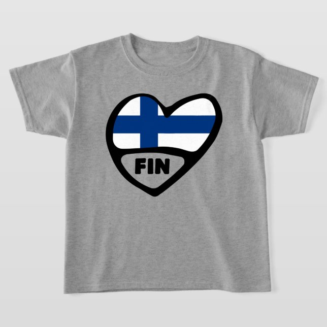 T-shirt Finlande Code Pays Coeur Drapeau, FIN (Poser)