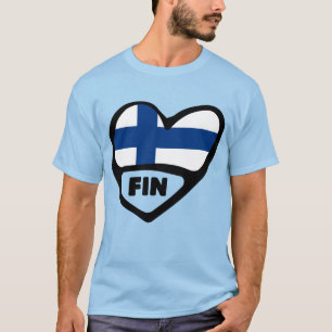 T-shirt Finlande Code Pays Coeur Drapeau, FIN