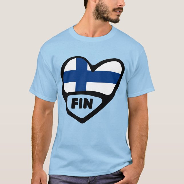 T-shirt Finlande Code Pays Coeur Drapeau, FIN (Devant)
