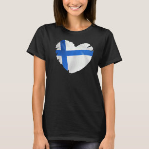 T-shirt Finlande Drapeau Sur La Forme Du Coeur Finlande