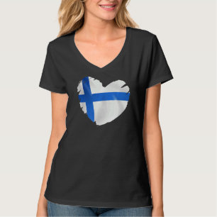 T-shirt Finlande Drapeau Sur La Forme Du Coeur Finlande