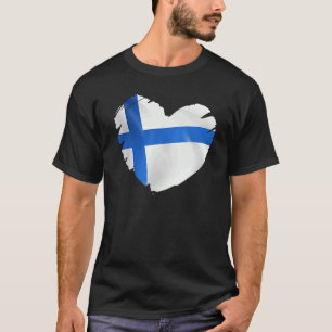 T-shirt Finlande Drapeau Sur La Forme Du Coeur Finlande