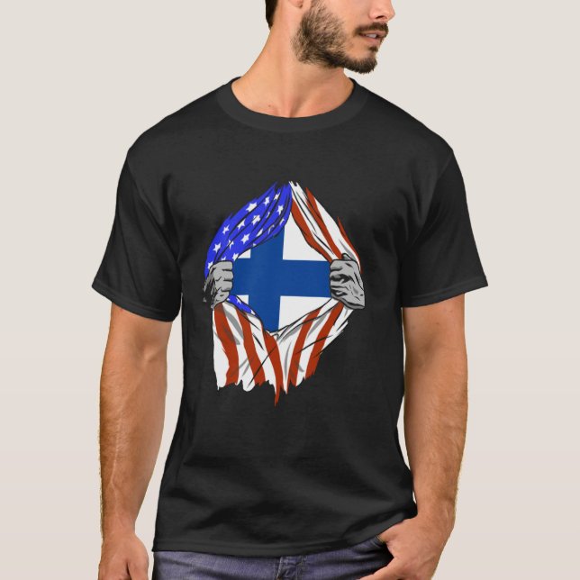 T-shirt Finlande Etats-Unis Finn America Poitrine Finnois  (Devant)