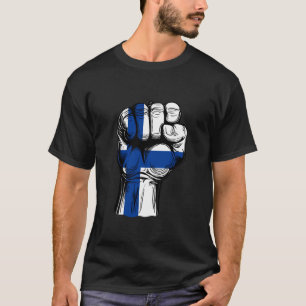 T-shirt Finlande Poing levé Drapeau finlandais Fierté finl