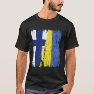 T-shirt Finlande Ukraine Demi-drapeau Patrimoine finlandai