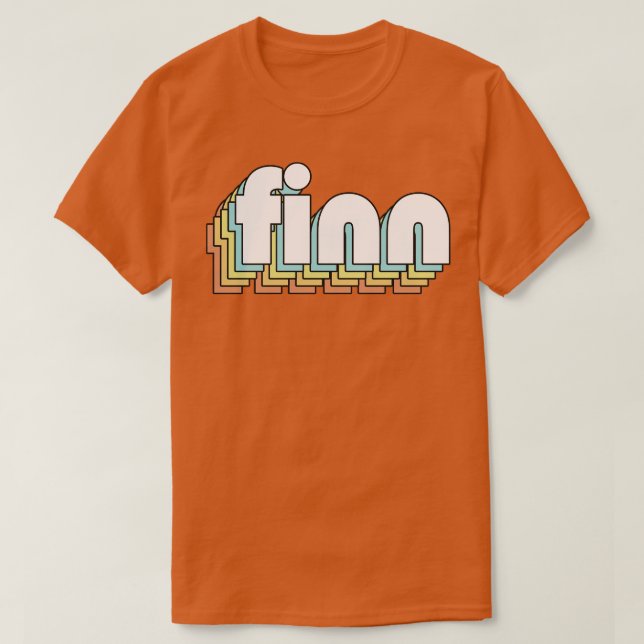 T-shirt Finn Retro Typographie Arc-en-ciel style défraîchi (Design devant)