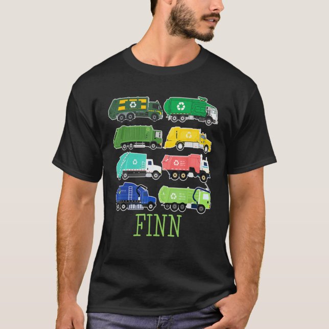 T-shirt Finn Trash Truck For Kids Collector Ecologist Garb (Devant)
