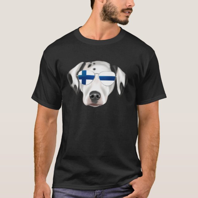 T-shirt Finnish Flag Dalmatian Dog Finland Pocket (Devant)
