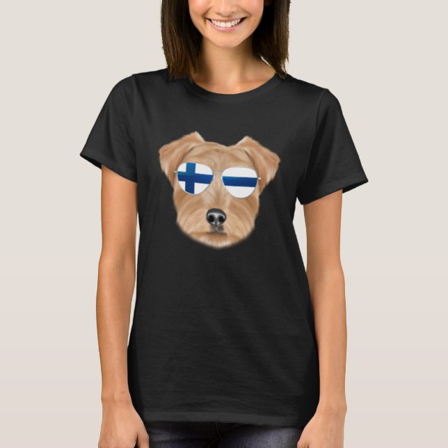 T-shirt Finnish Flag Norfolk Terrier Dog Finland Pocket (Devant)