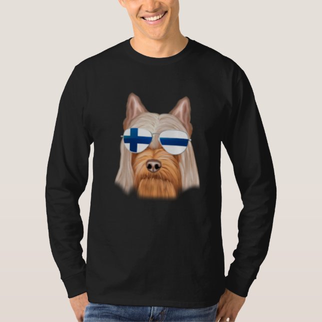 T-shirt Finnish Flag Silky Terrier Dog Finland Pocket (Devant)