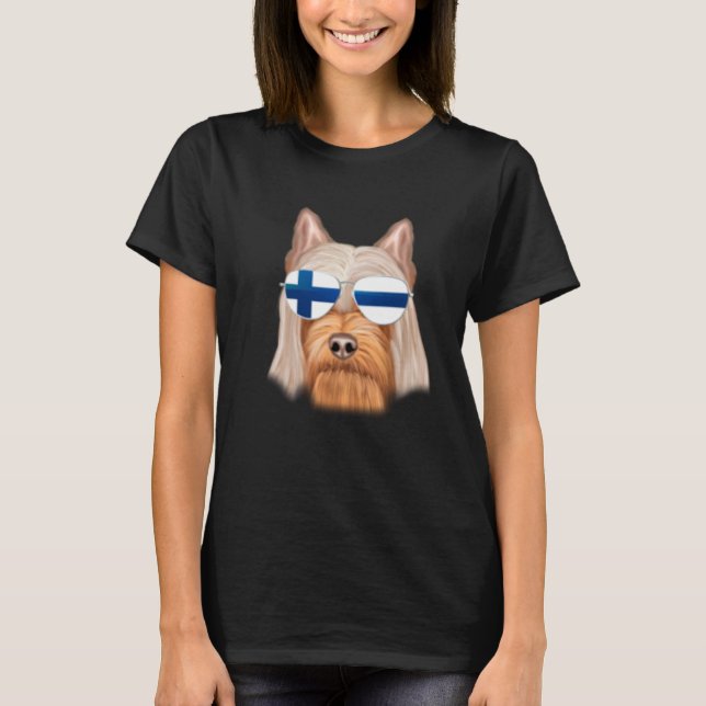 T-shirt Finnish Flag Silky Terrier Dog Finland Pocket (Devant)