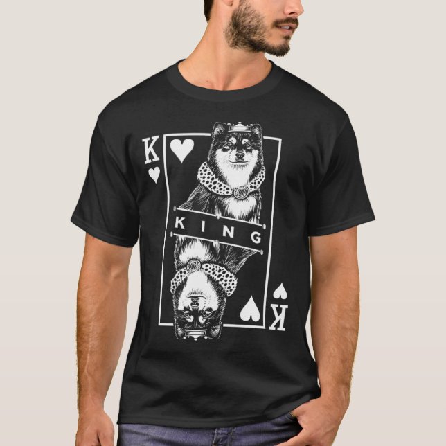 T-shirt Finnish Lapphund King Of Hearts  Dog  Pop (Devant)