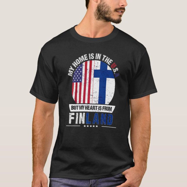 T-shirt Finnois American Patriot Heart Est De Finlande Gro (Devant)