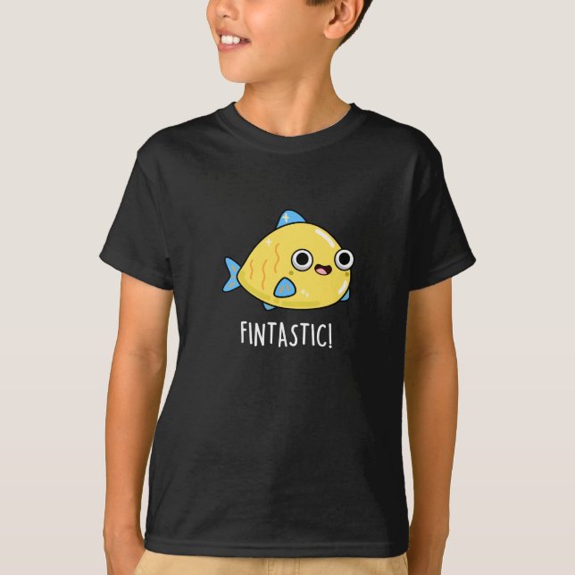 T-shirt Fintastic Funny Fish Pun Dark BG (Devant)