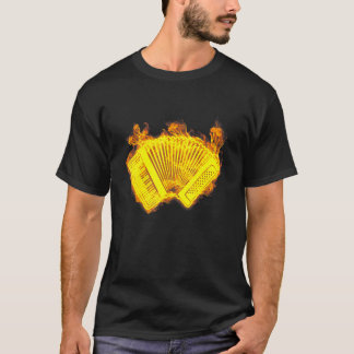 T-shirt Fire Accordion Flames Music Accordion Player