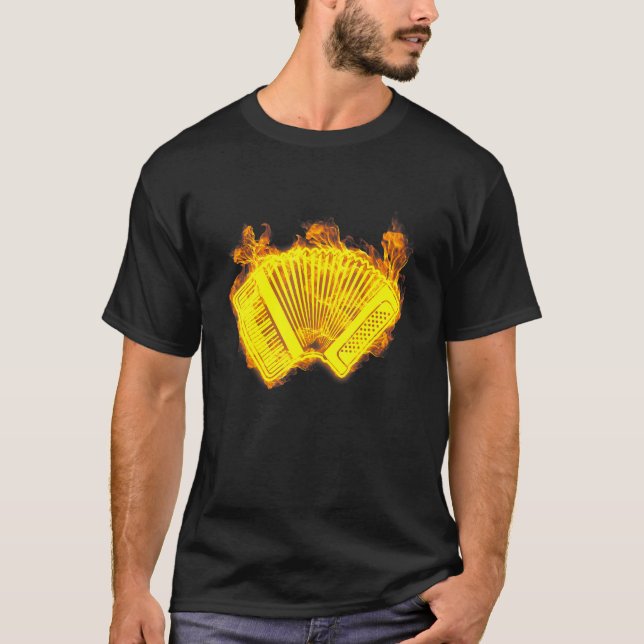 T-shirt Fire Accordion Flames Music Accordion Player (Devant)