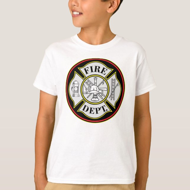T-shirt Fire Department Round Badge (Devant)
