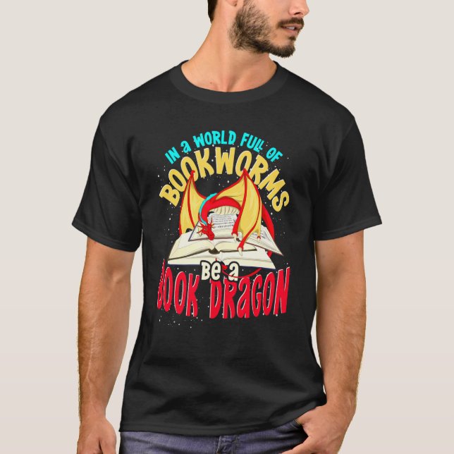 T-shirt Fire Dragon Bookworm Livre de lecture Dragon (Devant)