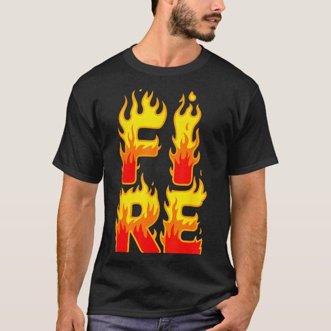 T-shirt Fire Flame Shirt Adult Kids Men Women Fire And Ice (Devant)