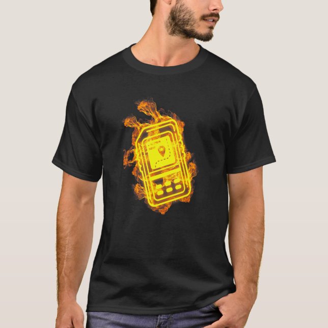 T-shirt Fire Gps Tracker Flames Geocaching Geocacher (Devant)