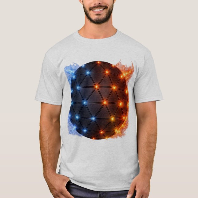 T-shirt Fire & Ice Energy Sphere – Geometric Light Grid El (Devant)