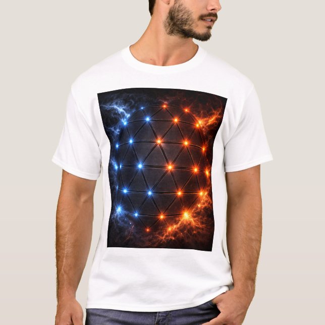 T-shirt Fire & Ice Energy Sphere – Geometric Light Grid El (Devant)