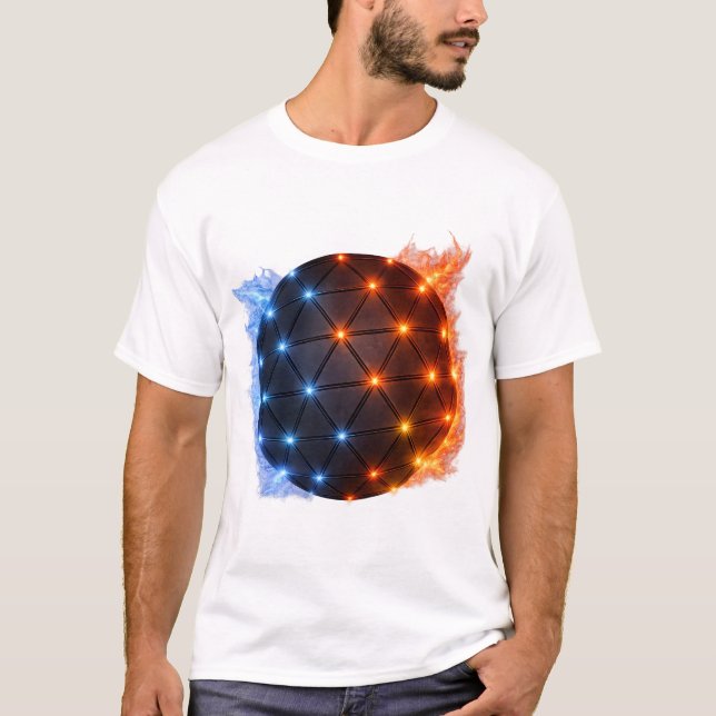 T-shirt Fire & Ice Energy Sphere – Geometric Light Grid El (Devant)