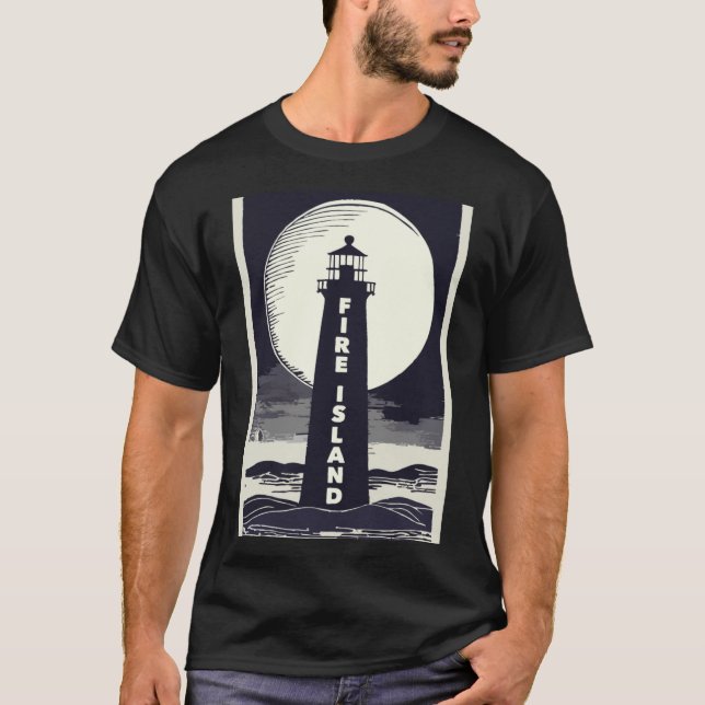 T-shirt Fire Island Lighthouse New York Moon  (Devant)