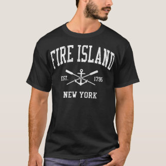 T-shirt Fire Island NY Vintage Crossed Oars Bateau Ancre S