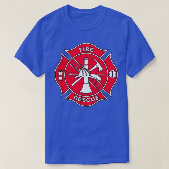 T-shirt Fire Secourt Service Maltese Cross Col complet (Design devant)
